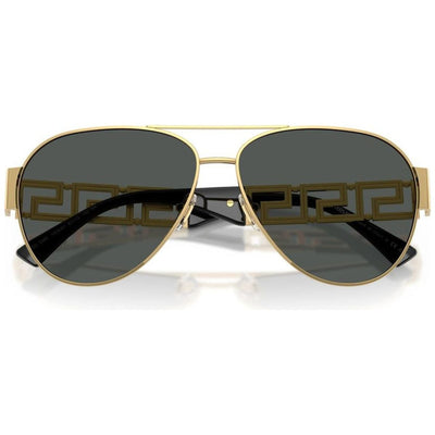 VERSACE VE2289 100287 61 gold grey aviator sunglass culture coomera grec collection arm design folded