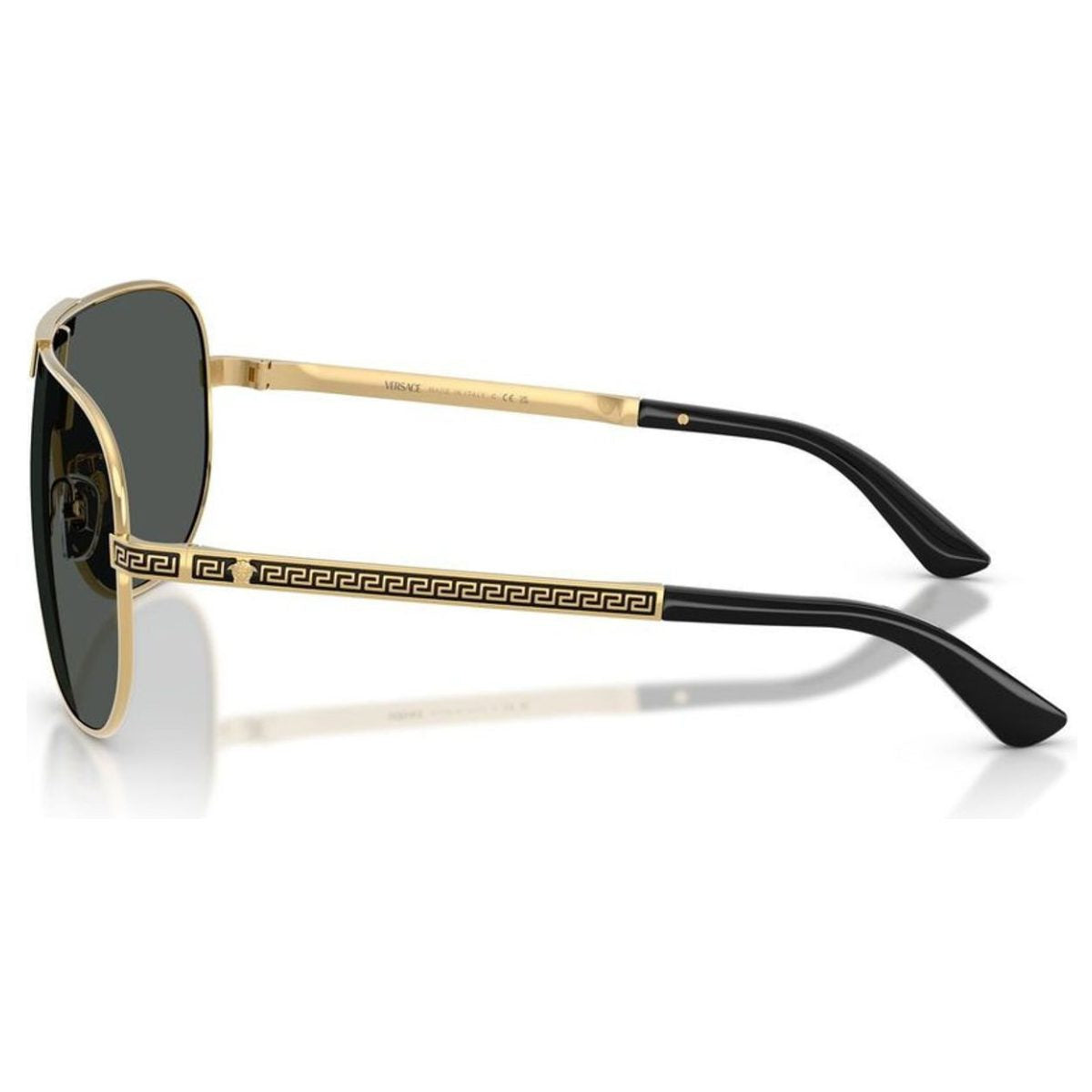 VERSACE VE2293 100287 40 shield gold black grey sunglass culture coomera logo arm