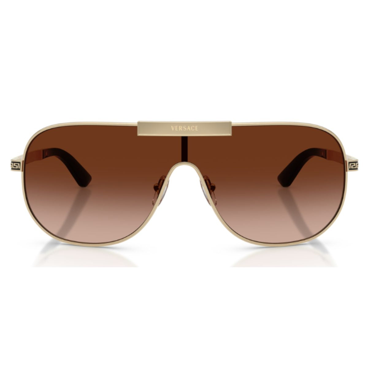 VERSACE VE2293 125213 40 GoLD BRowN GRADient shield sunglass culture front