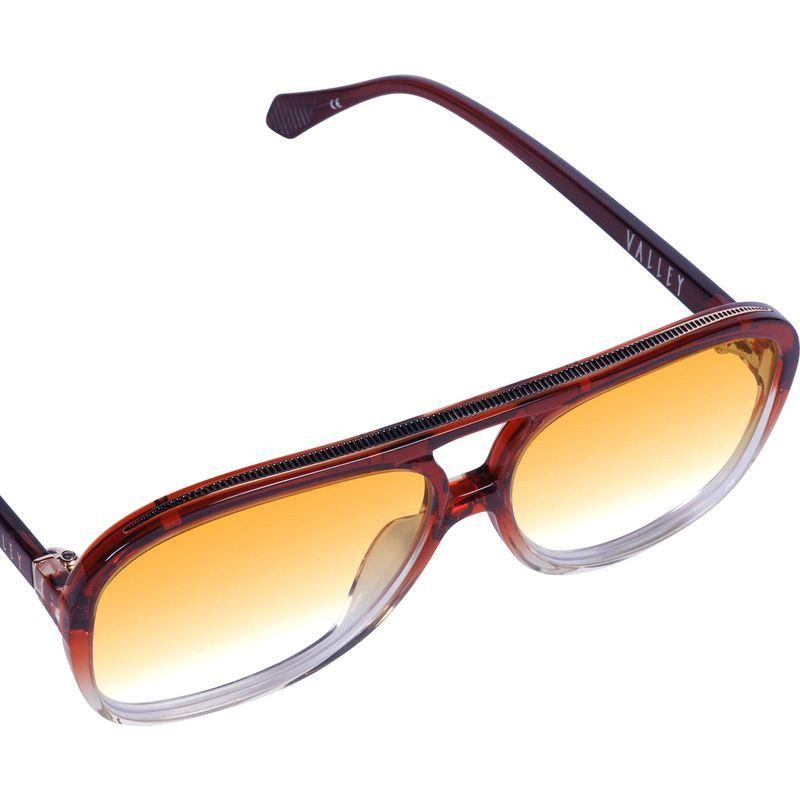 Valley Eyewear Bang Bang S0893 Burnt Orange Fade To Crystal with Gold Metal/Orange Gradient