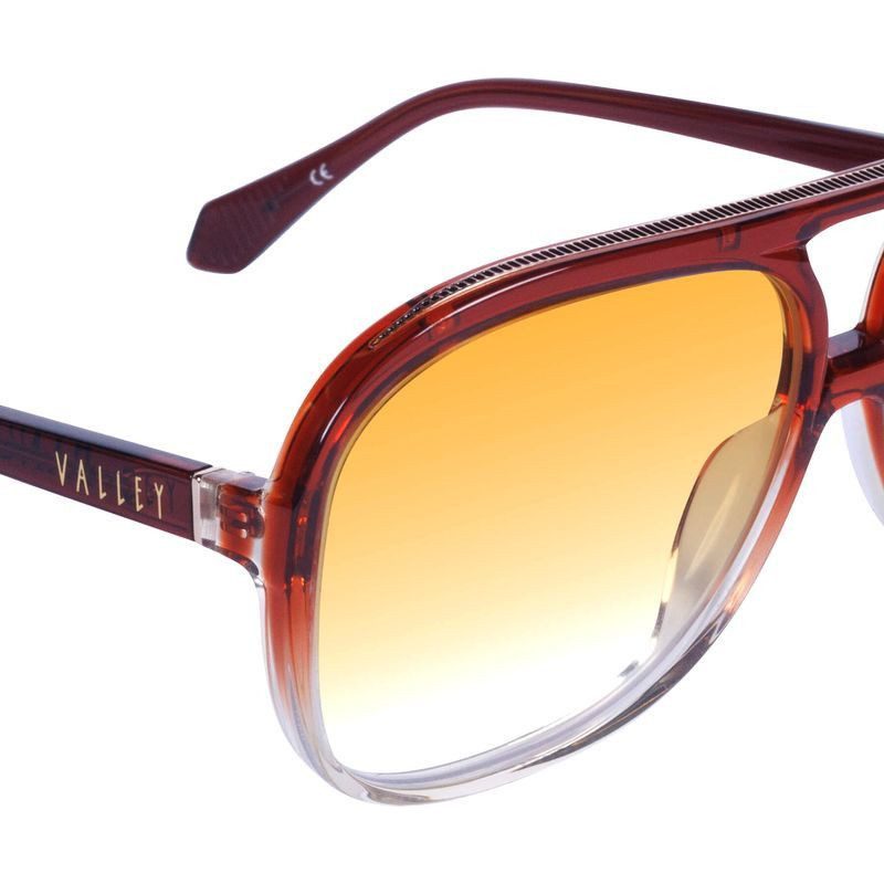 Valley Eyewear Bang Bang S0893 Burnt Orange Fade To Crystal with Gold Metal/Orange Gradient