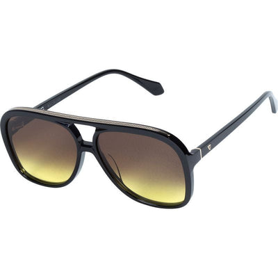 Valley Eyewear Bang S0577 Gloss Black with Gold Metal Trim/Brown to Yellow Gradient