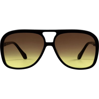 Valley Eyewear Bang S0577 Gloss Black with Gold Metal Trim/Brown to Yellow Gradient