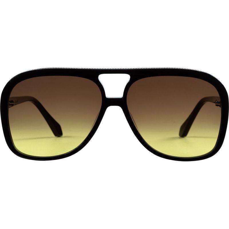 Valley Eyewear Bang S0577 Gloss Black with Gold Metal Trim/Brown to Yellow Gradient