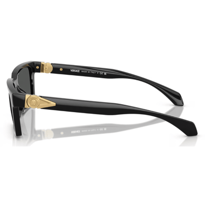 Versace OVE4490U GB1 87 55 Black dark grey lens square rectangle classic triangle logo gold new arms