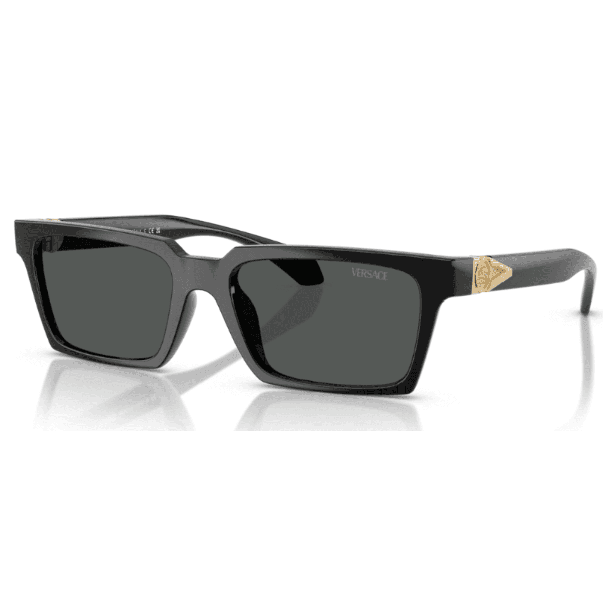 Versace OVE4490U GB1 87 55 Black dark grey lens square rectangle classic triangle logo gold new