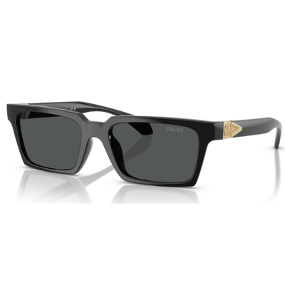 Versace OVE4490U GB1 87 55 Black dark grey lens square rectangle classic triangle logo gold new