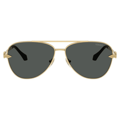 Versace VE2283 100287 61 Gold Dark Grey aviator front