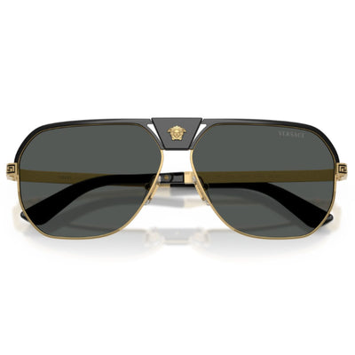 Versace VE2294 100287 61 Gold Black shield aviator metal sunglass culture luxury designer coomera classic everyday