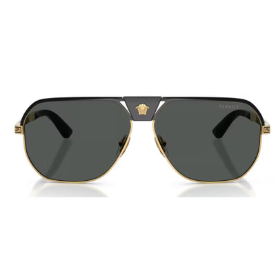 Versace VE2294 100287 61 Gold Black shield aviator metal sunglass culture luxury designer coomera front