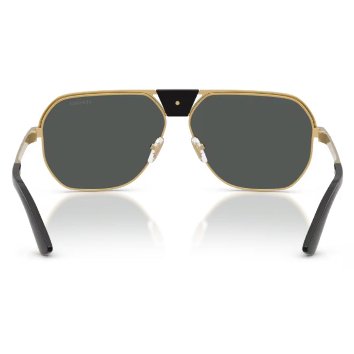 Versace VE2294 100287 61 Gold Black shield aviator metal sunglass culture luxury designer coomera nose