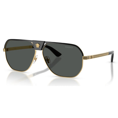 Versace VE2294 100287 61 Gold Black shield aviator metal sunglass culture luxury designer coomera