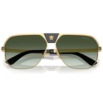 Versace VE2294 10028E 61 Gold Green gradient metal aviator classic everyday mens unisex sunglass culture luxury designer coomera medusa