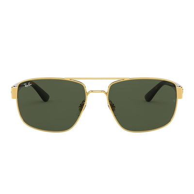 ray ban RB3663 001 31 60 navigator aviator square metal tort gold green g15 lens sunglass culture coomera westfield non polarised