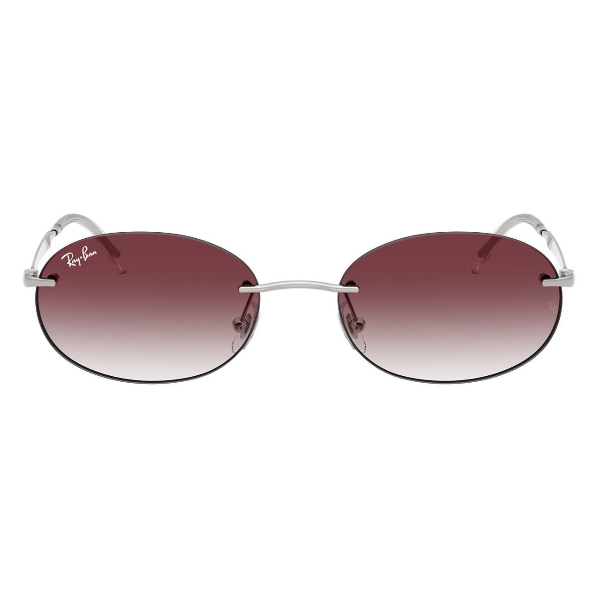 Round sunglasses with gradient lenses and silver frame on a white background