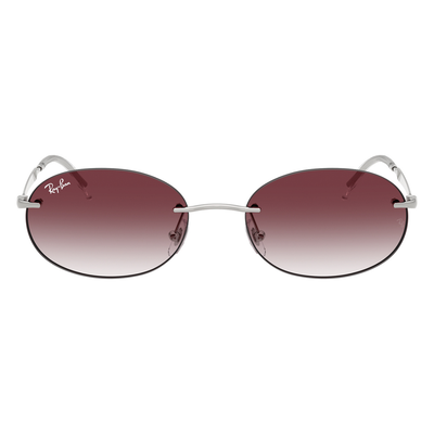 Round sunglasses with gradient lenses and silver frame on a white background