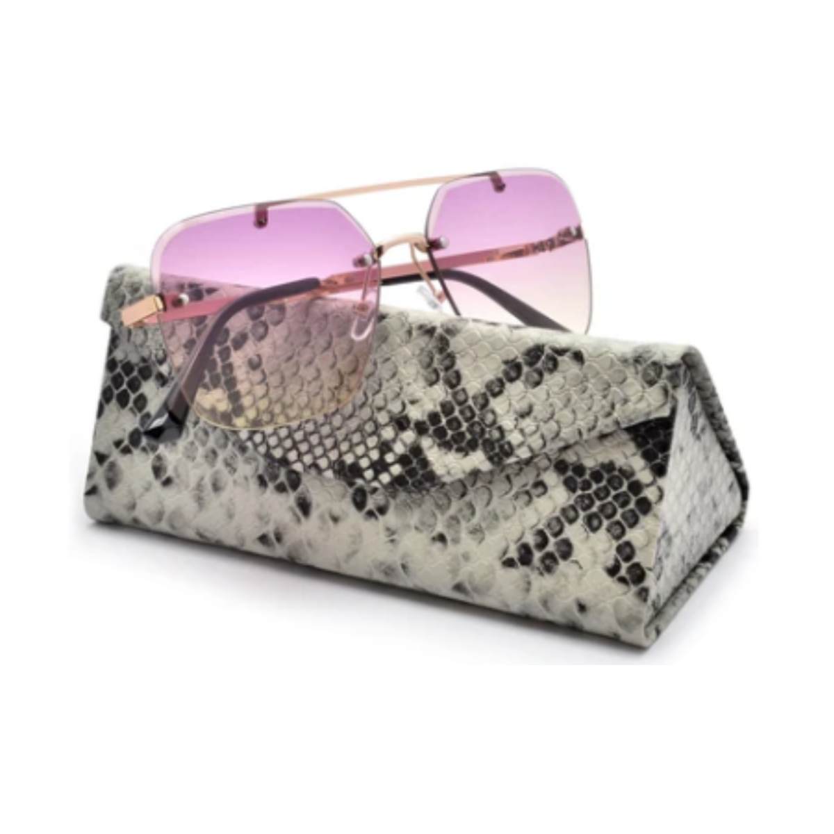 snake skin grey sungss case trifold