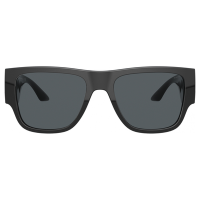 Black sunglasses with dark lenses on a white background