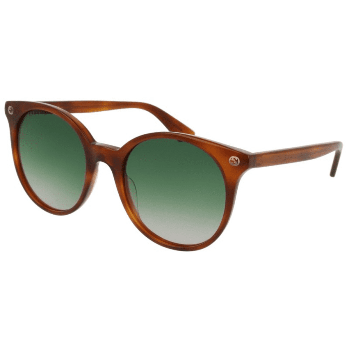 Gucci GG0091SA 002 53 Havana Green lens round classic timeless sunglass