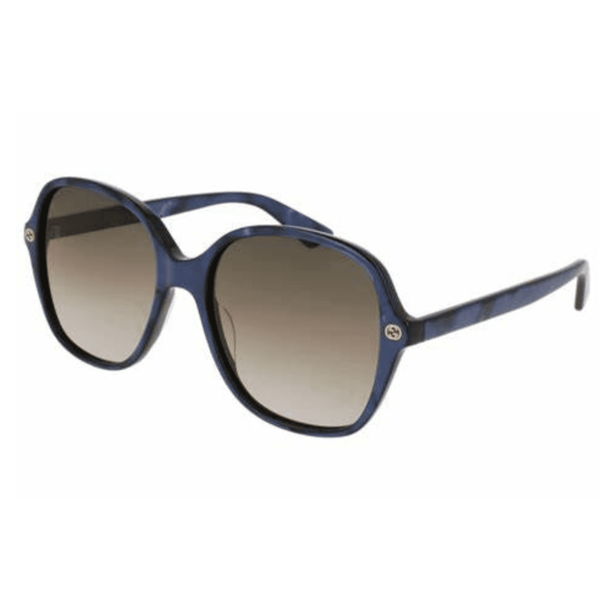 Gucci GG0092S 005 55 Blue brown lens large square rounded classic sunglass culture